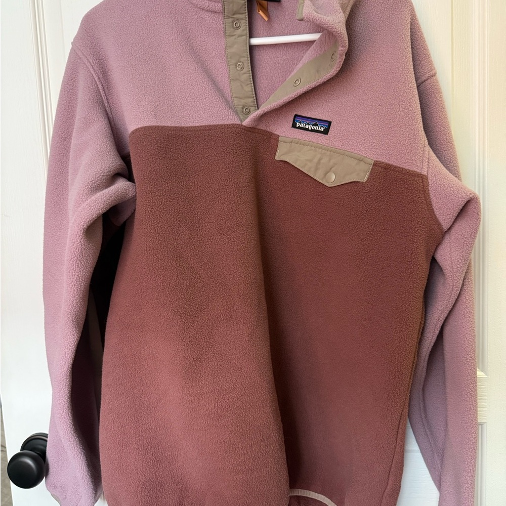 Patagonia Pink and Brown Fleece Pullover - Picture 3 of 5